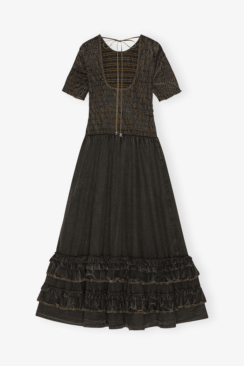 Black Washed Smock Dress, Organic Cotton, in colour Black - 2 - GANNI