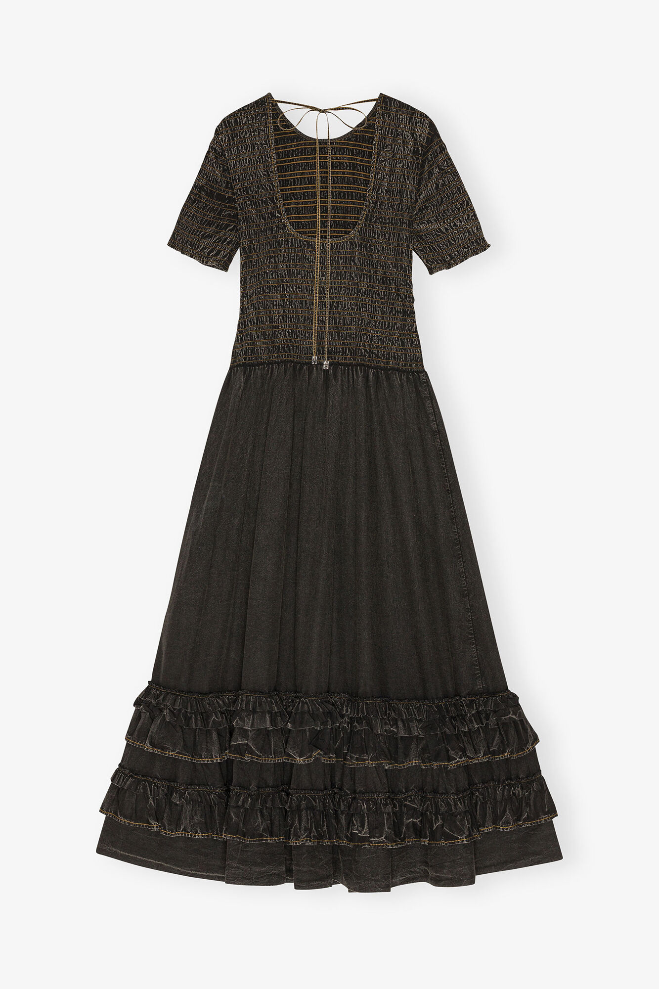 Black Washed Smock Dress, Organic Cotton, in colour Black - 2 - GANNI