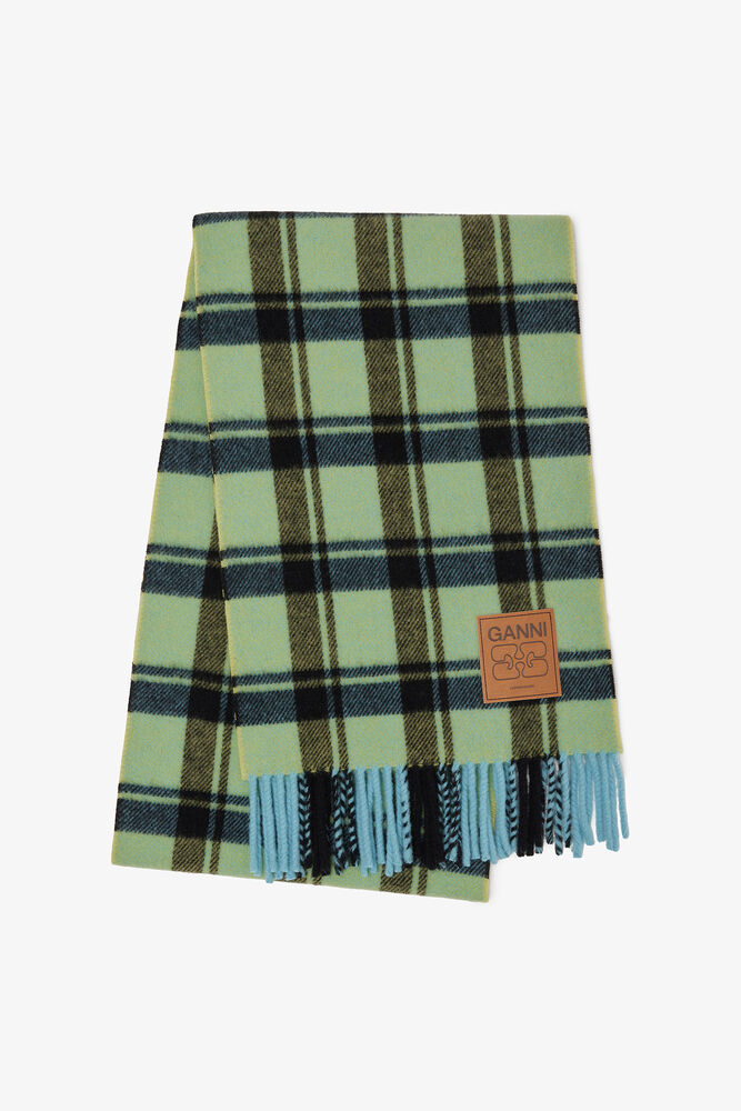 Check Wool Scarf, Yellow Pear