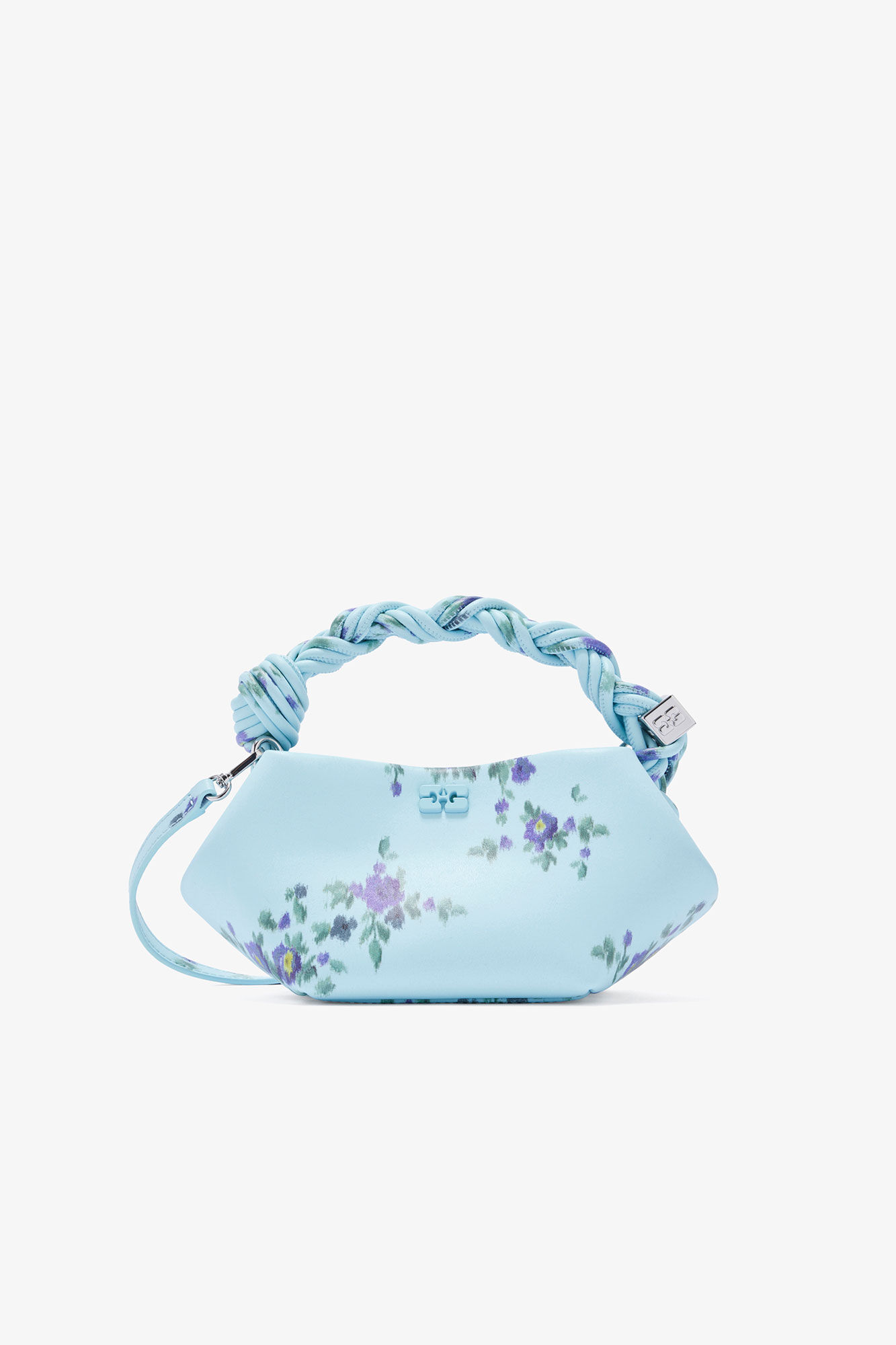 Mini sac bleu imprim&eacute; Bou, Recycled Leather, in colour Iced Aqua - 1 - GANNI