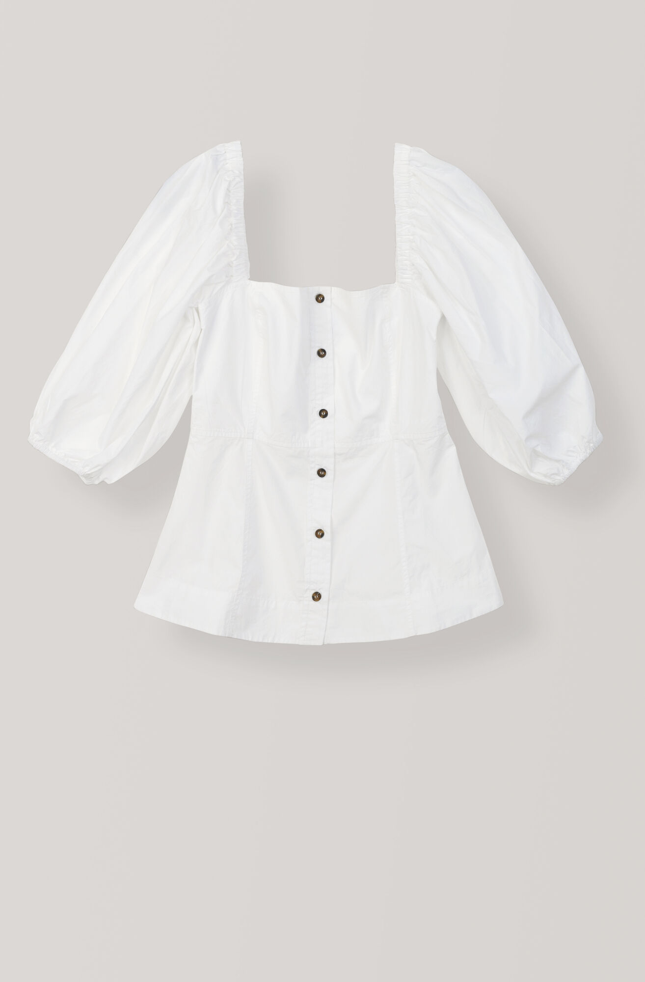 Cotton Poplin Puff Sleeve Shirt, in colour Bright White - 1 - GANNI
