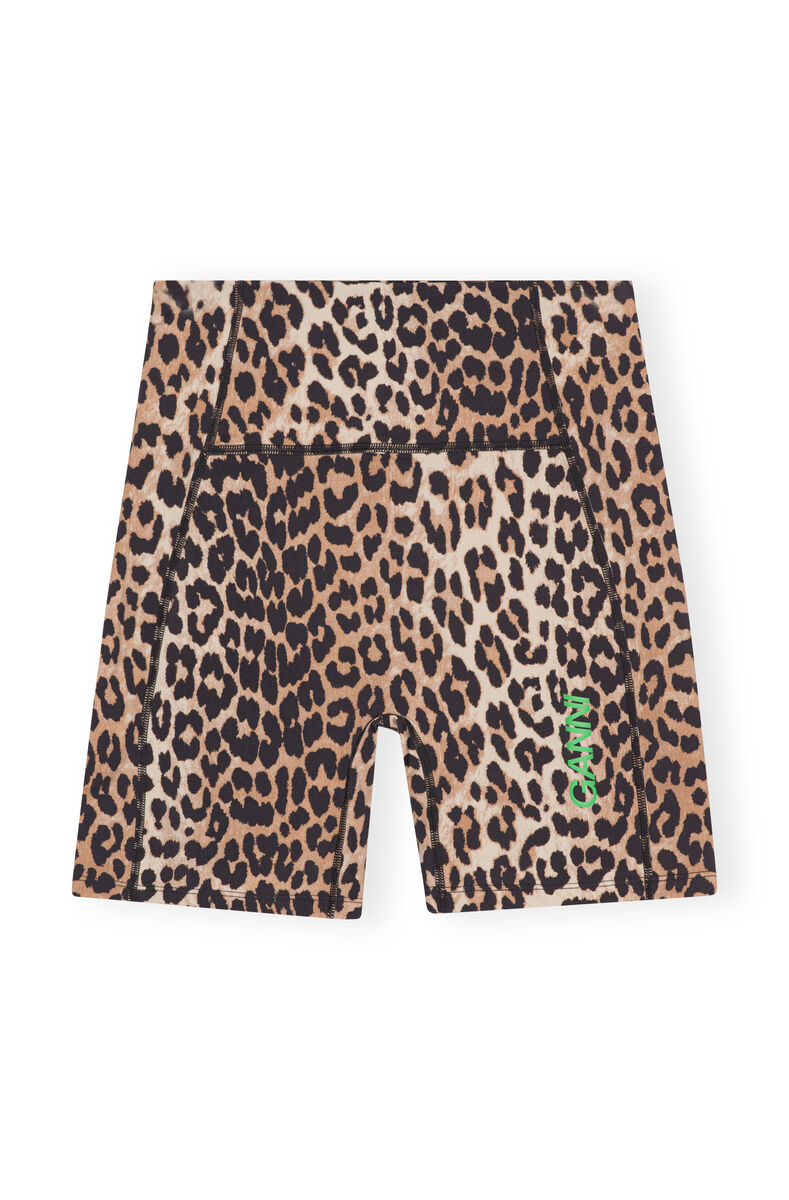 Short à taille ultra-haute Active, Recycled Nylon, in colour Leopard - 1 - GANNI