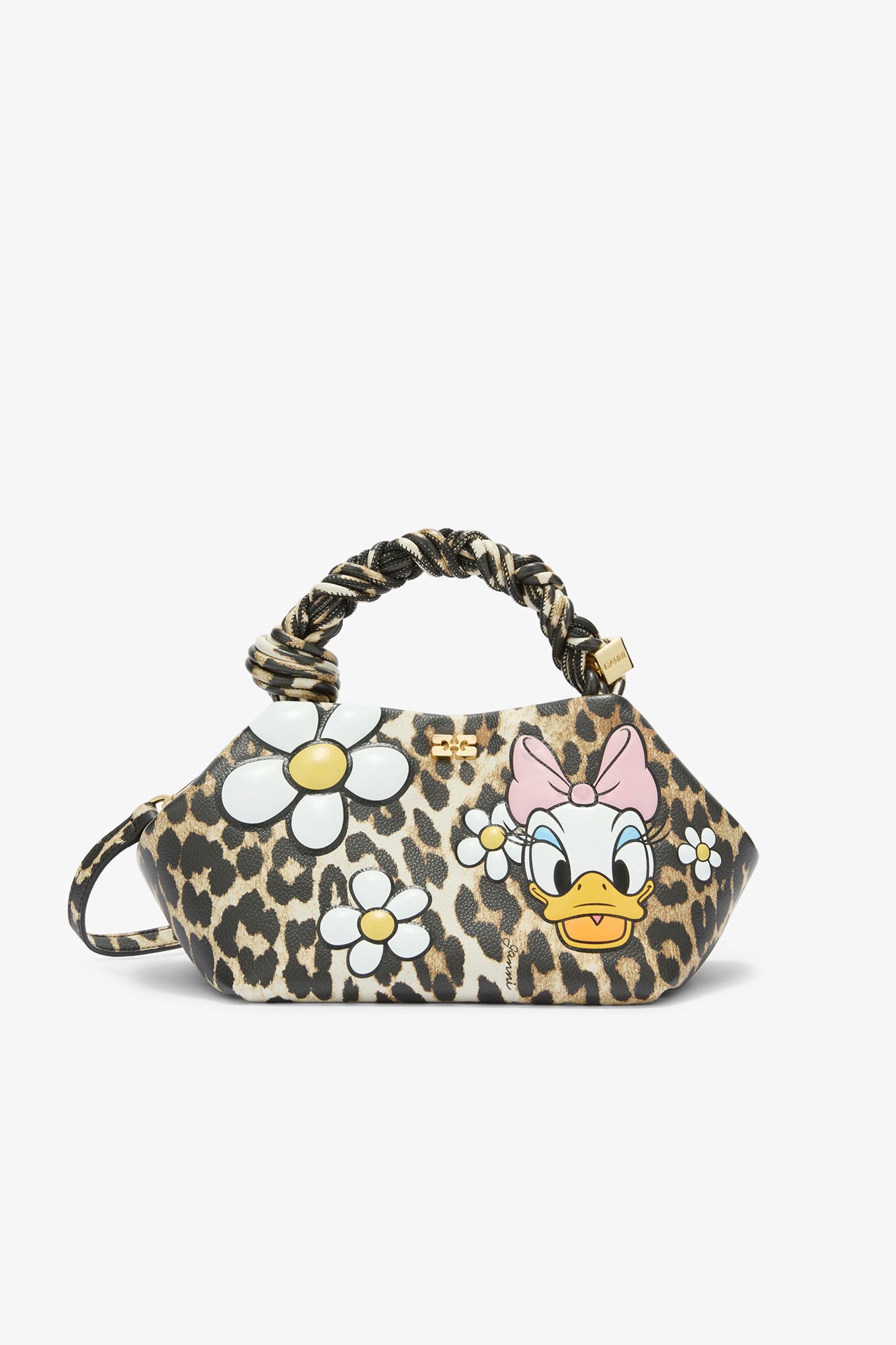 GANNI x Disney Daisy Duck Leopard Small Bou Bag, in colour Almond Milk - 1 - GANNI