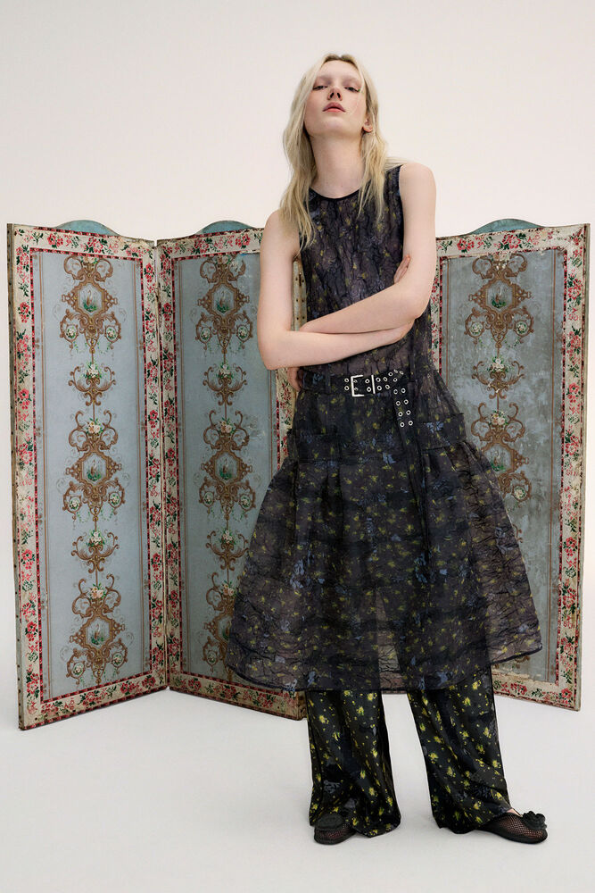 Dress in Shibori Organza, Black Sand