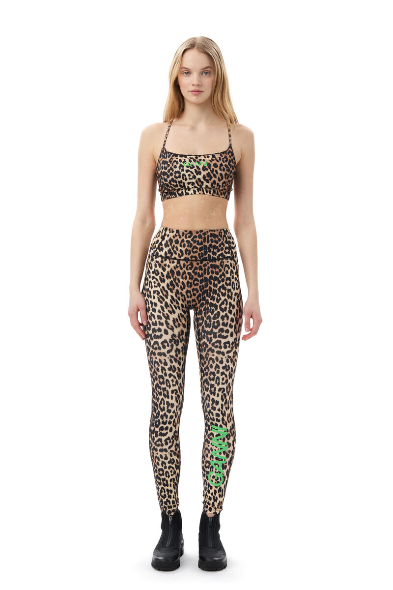 Active Strap topp, Recycled Nylon, in colour Leopard - 2 - GANNI