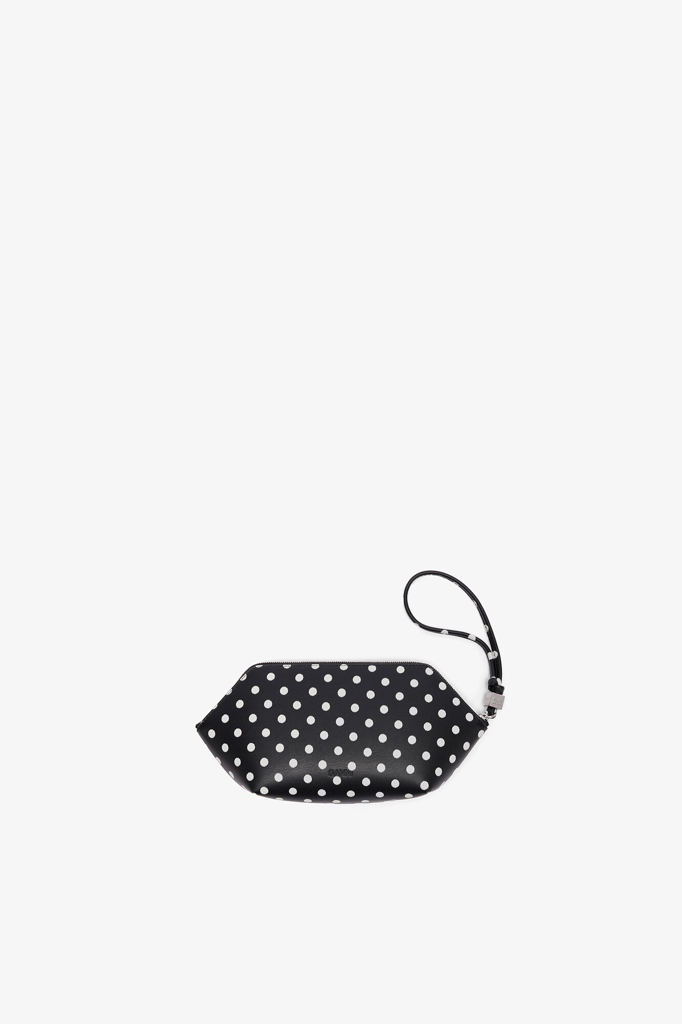 Bou Make Up Pouch with Dots, Recycled Leather, in colour Black - 2 - GANNI