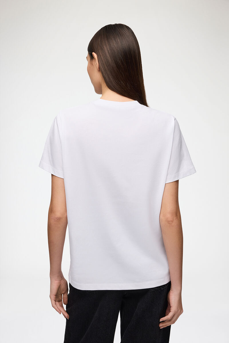 ホワイトのベーシックジャージー レオパード柄リラックスフィットTシャツ, Organic Cotton, in colour Leopard - 3 - GANNI