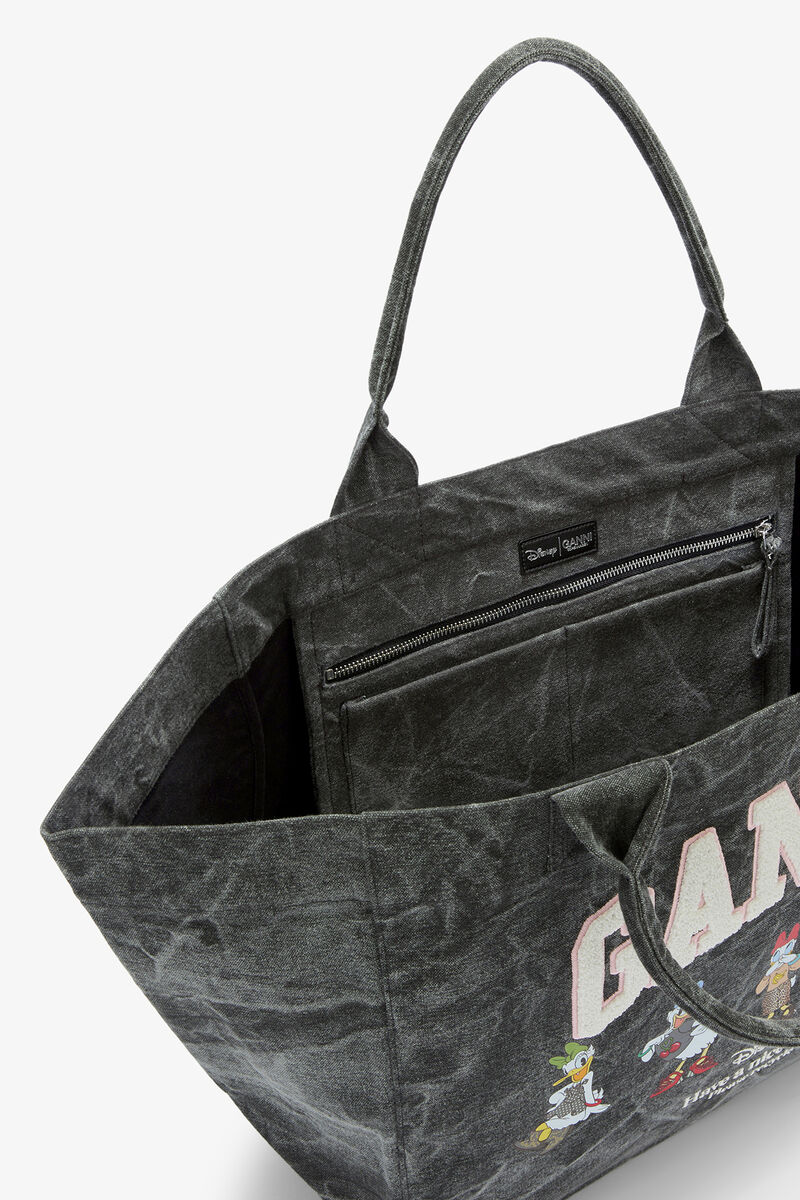 Daisy Duck Bleached XXL Tote, Recycled Cotton, in colour Black Oyster - 3 - GANNI