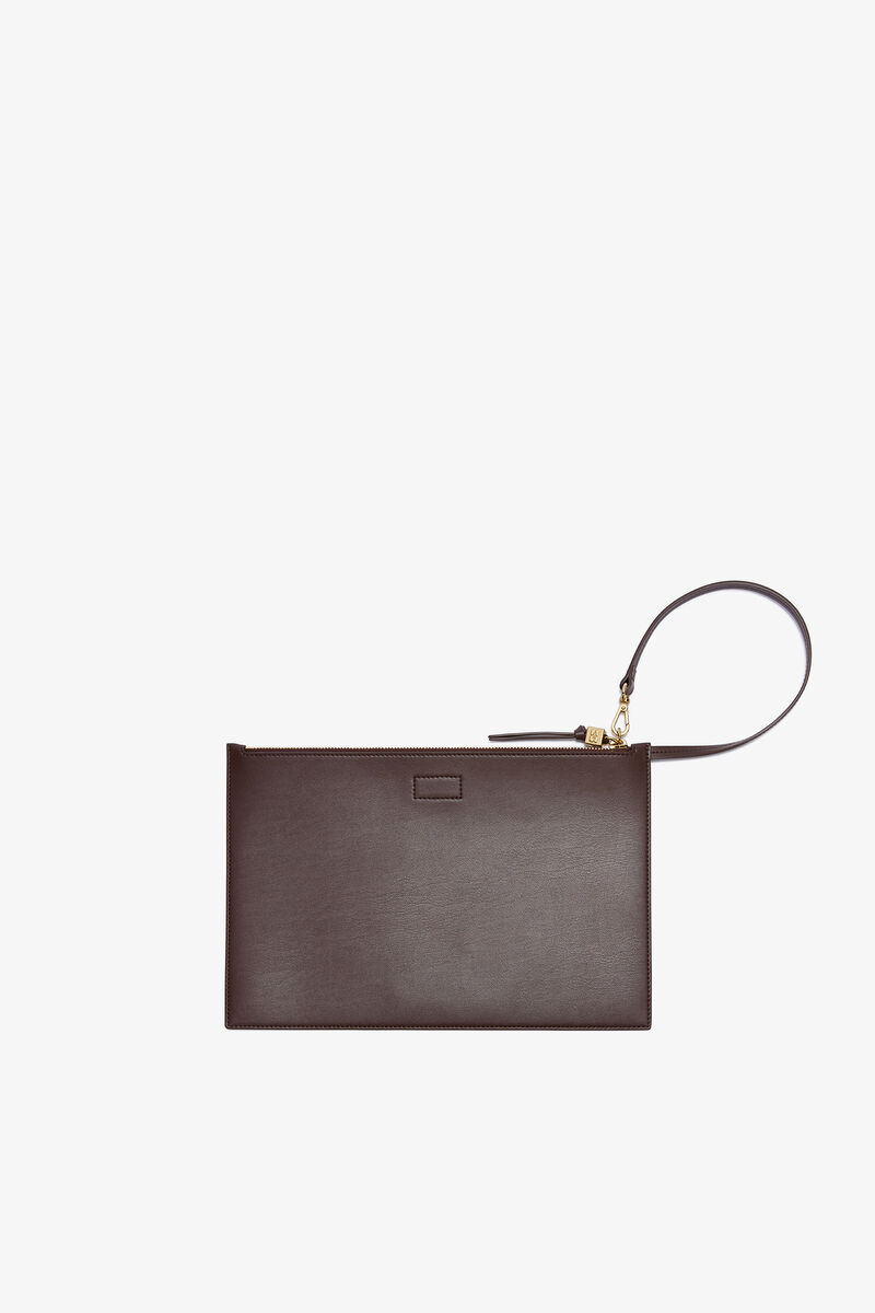 Bou Flat Pouch with Western Boot, Recycled Leather, in colour Chicory Coffee - 2 - GANNI