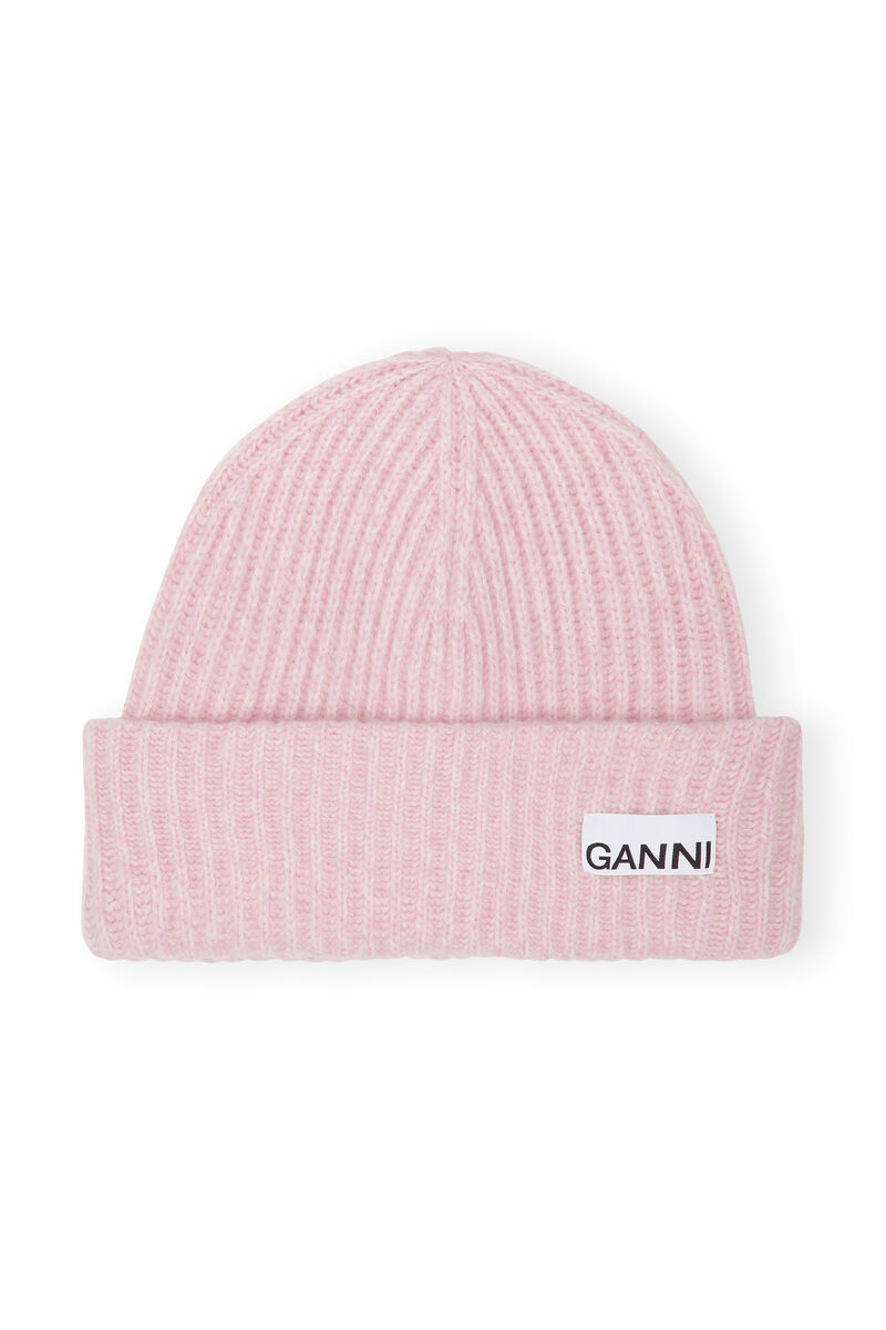 Wool Beanie , Recycled Polyamide, in colour Lilac Sachet - 1 - GANNI