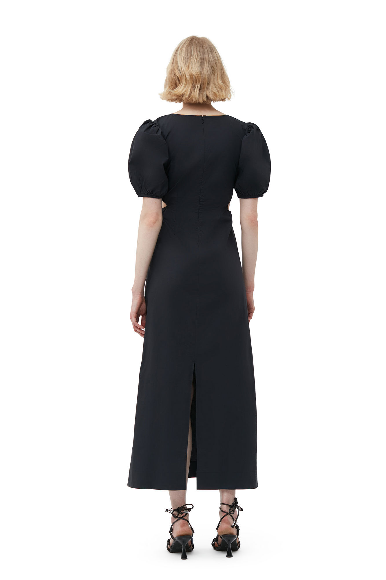 Cotton Poplin Cutout Dress, Cotton, in colour Black - 2 - GANNI