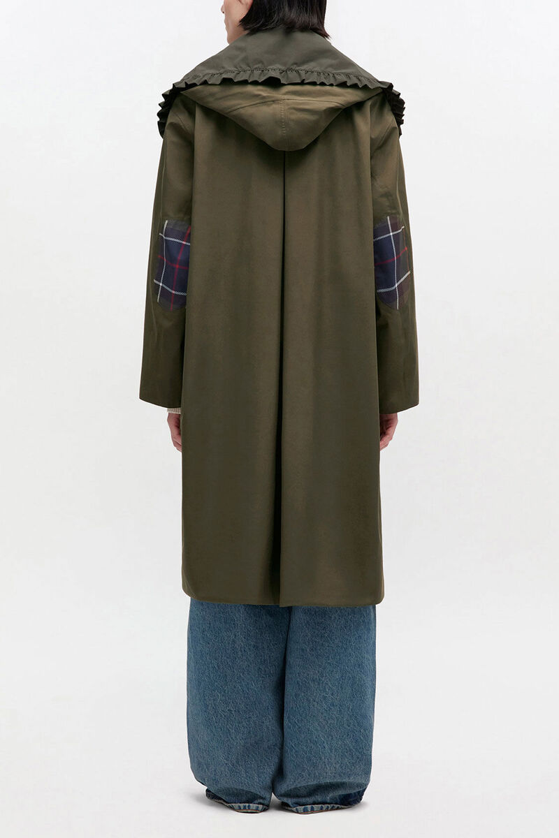 Long Coat in Green, Wool, in colour Kalamata - 2 - GANNI