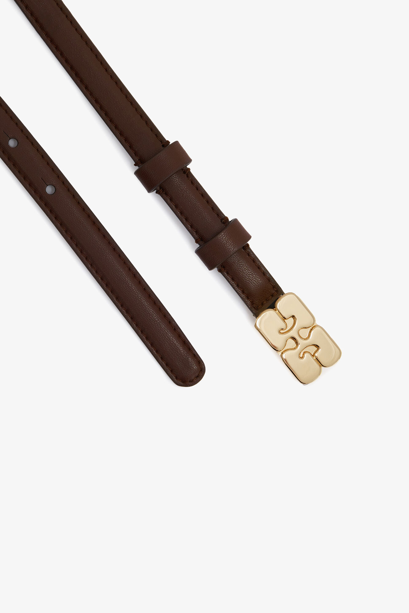 Petite ceinture marron Kat, Recycled Leather, in colour Chicory Coffee - 2 - GANNI
