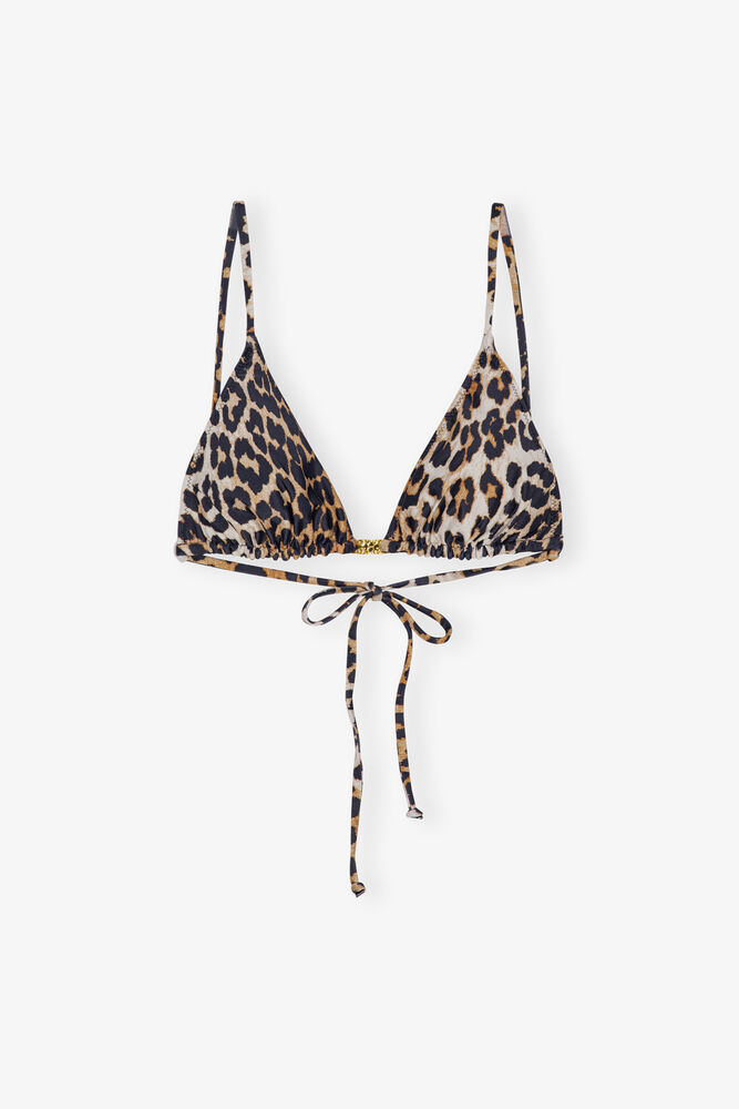 Recycled Leopard Printed String Bikini Top, Leopard