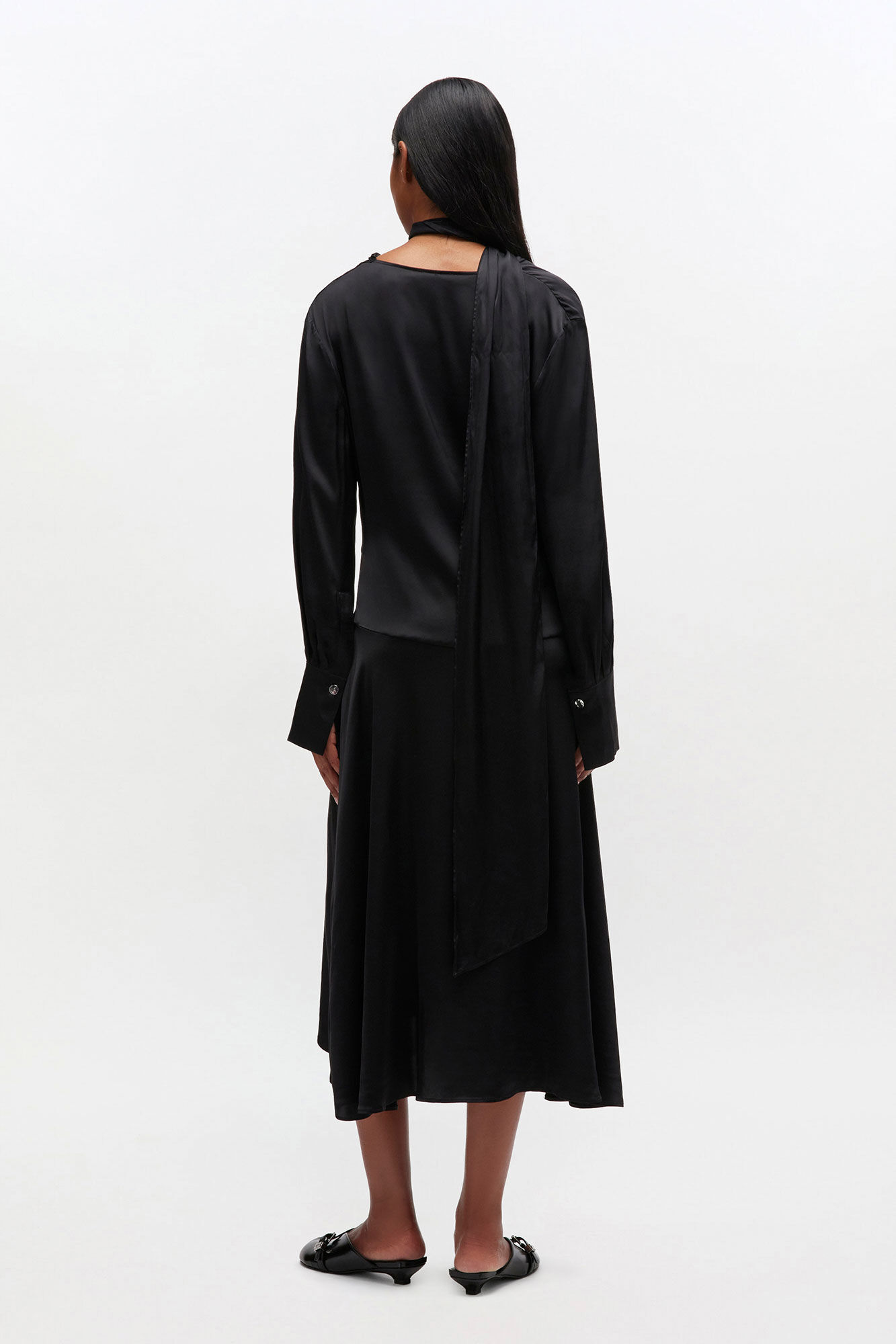 Black Scarf Dress, Elastane, in colour Black - 2 - GANNI