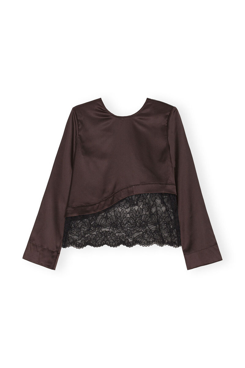 Lace Blouse, in colour Mole - 1 - GANNI