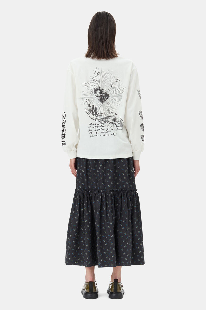 White Future Heavy Long Sleeve T-shirt, Organic Cotton, in colour Egret - 4 - GANNI