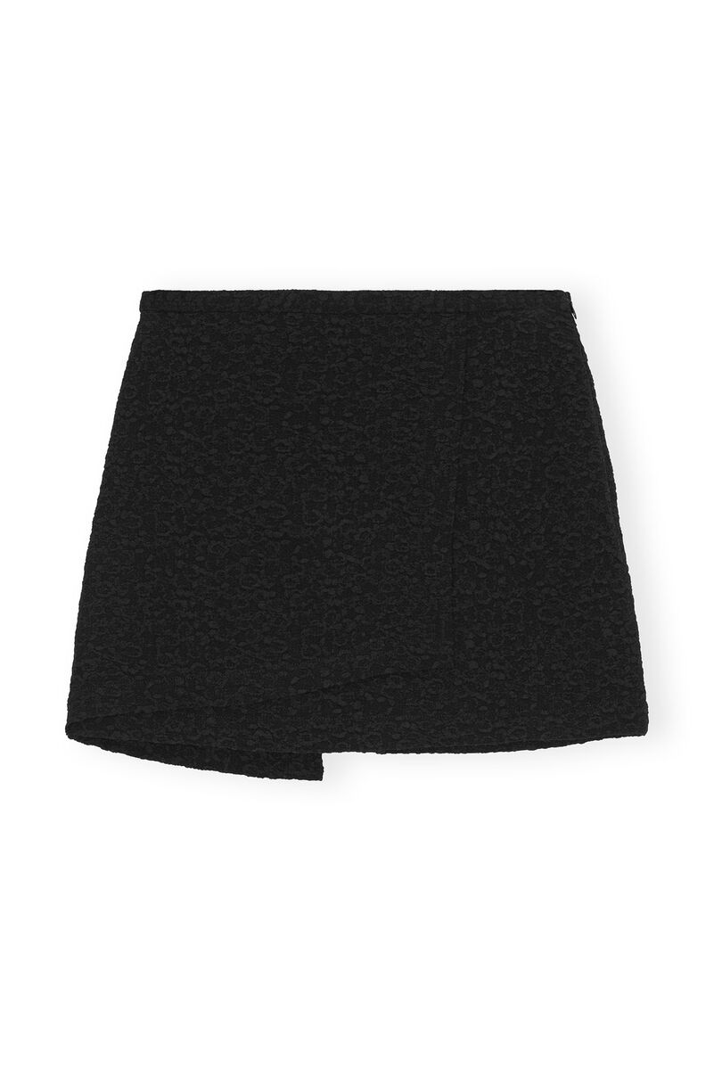 Black Textured Suiting Mini Skirt, Polyester, in colour Black - 1 - GANNI
