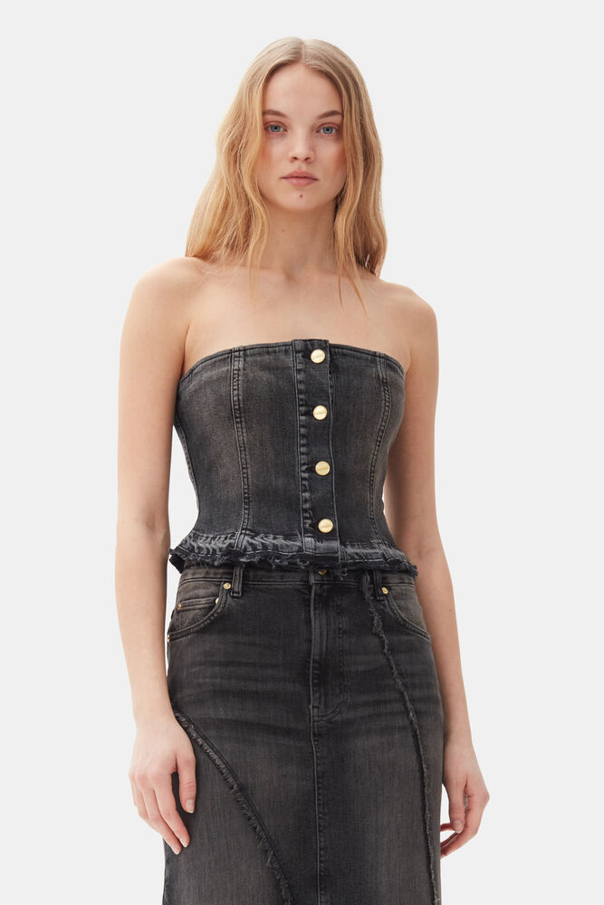 Washed Black Denim topp, Washed Black/Black