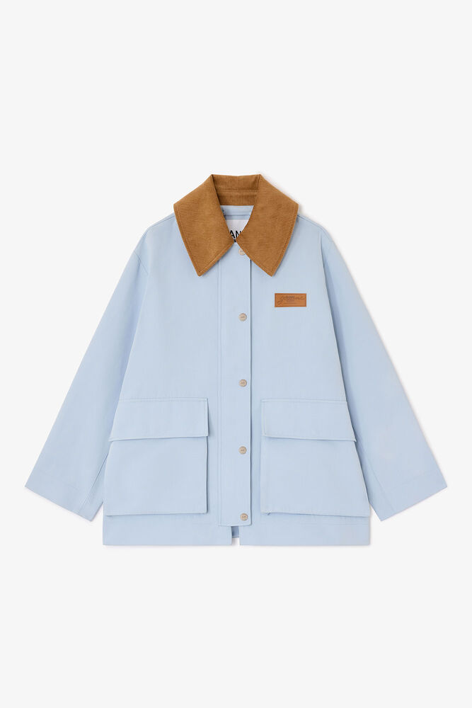 Blaue Midijacke aus Twill, Soft Chambray