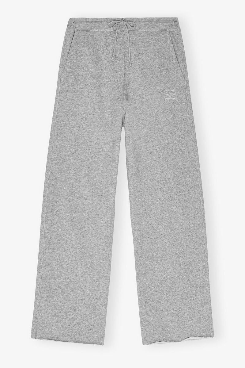 Grey Isoli Wide Leg Pants, Cotton, in colour Paloma Melange - 3 - GANNI