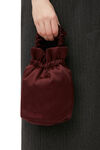 Ruched Top Handle Bag, Polyester, in colour Burgundy - 4 - GANNI