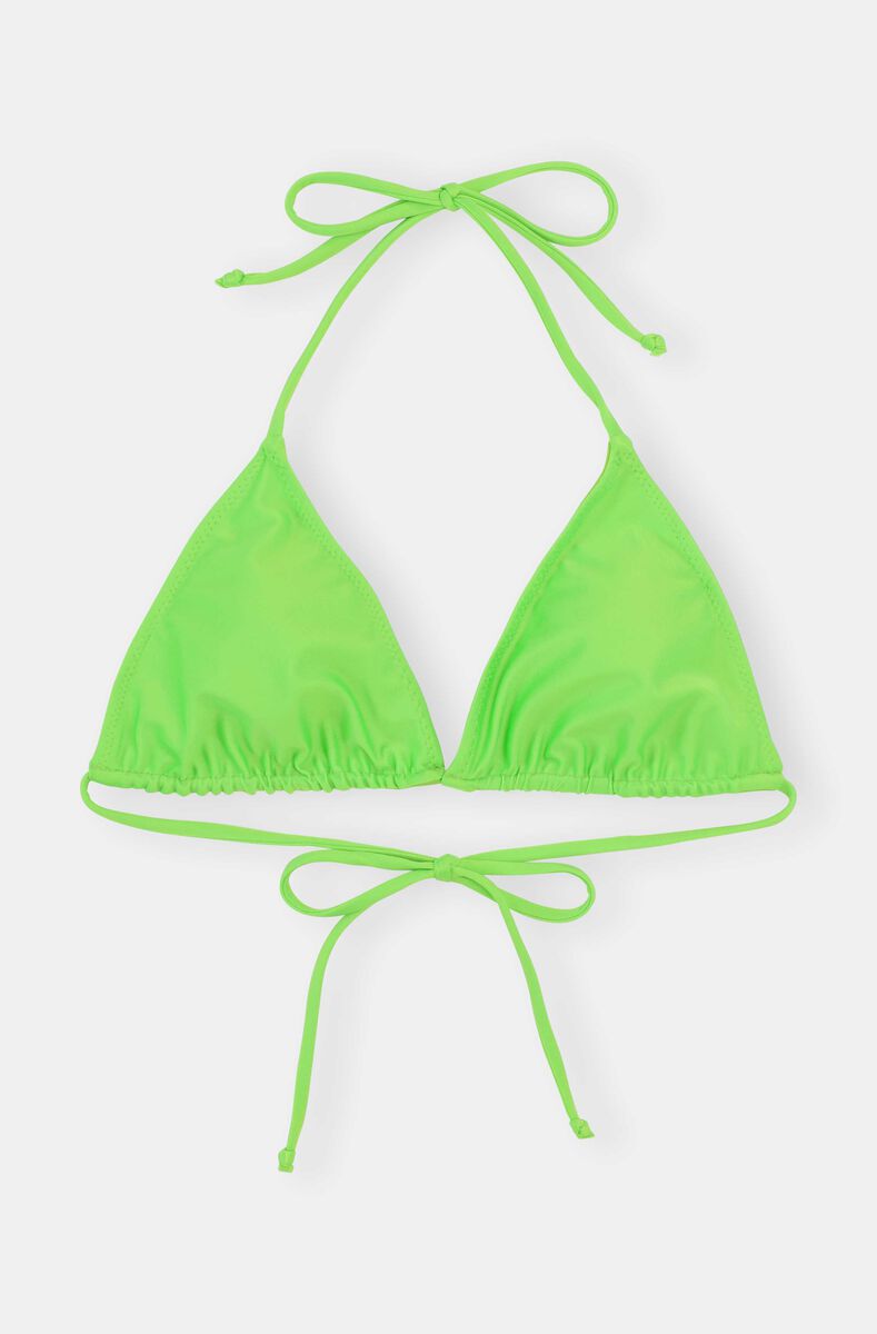 Bikinitopp med snøring, Elastane, in colour Lime Popsicle - 1 - GANNI
