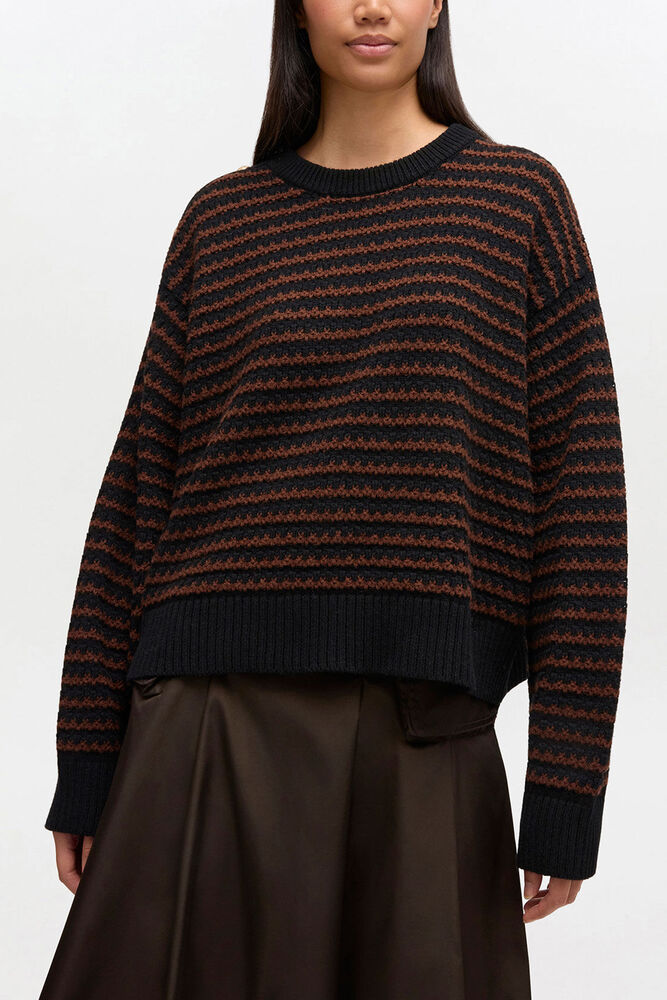 Gestreifter Pullover aus einer Wollmischung, Chocolate Plum
