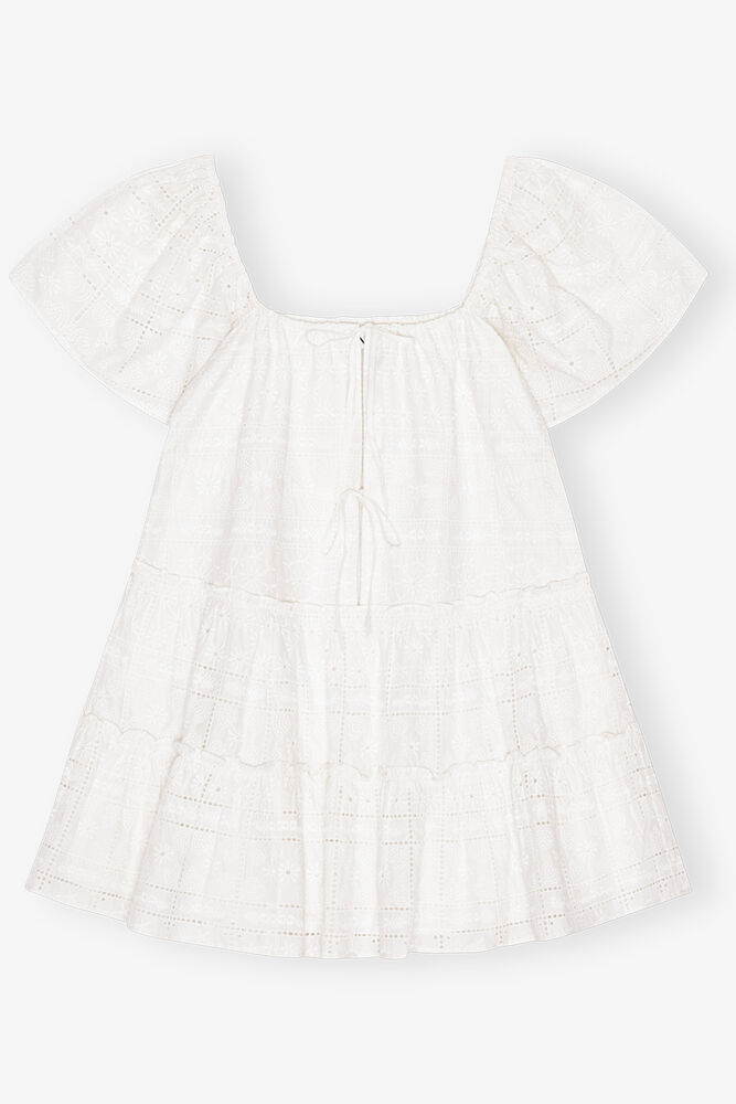 White Broderie Anglaise Layer Dress, Egret