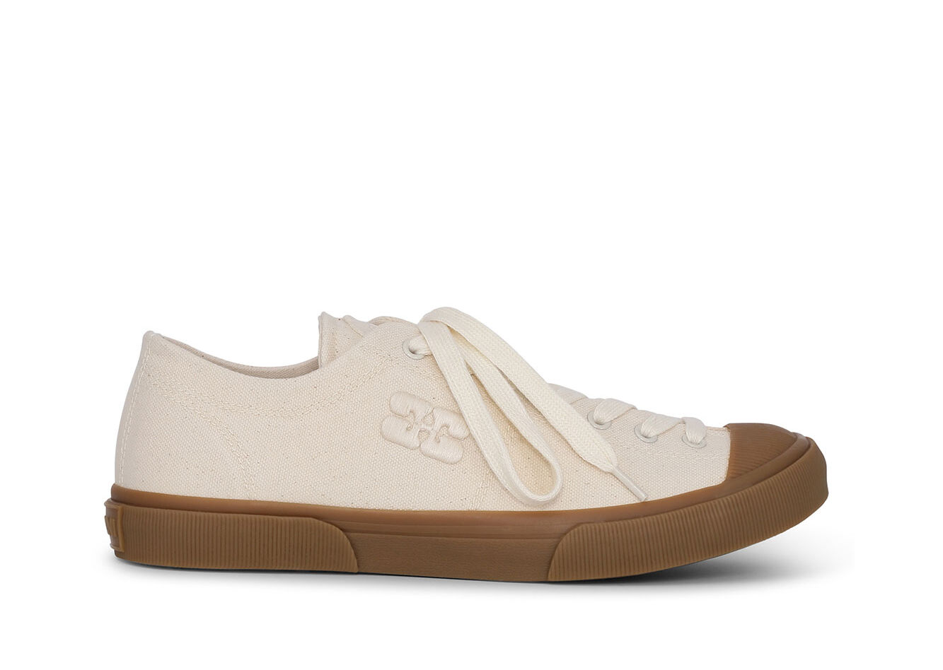 Egret Classic Low Sneakers, Cotton, in colour Egret - 1 - GANNI