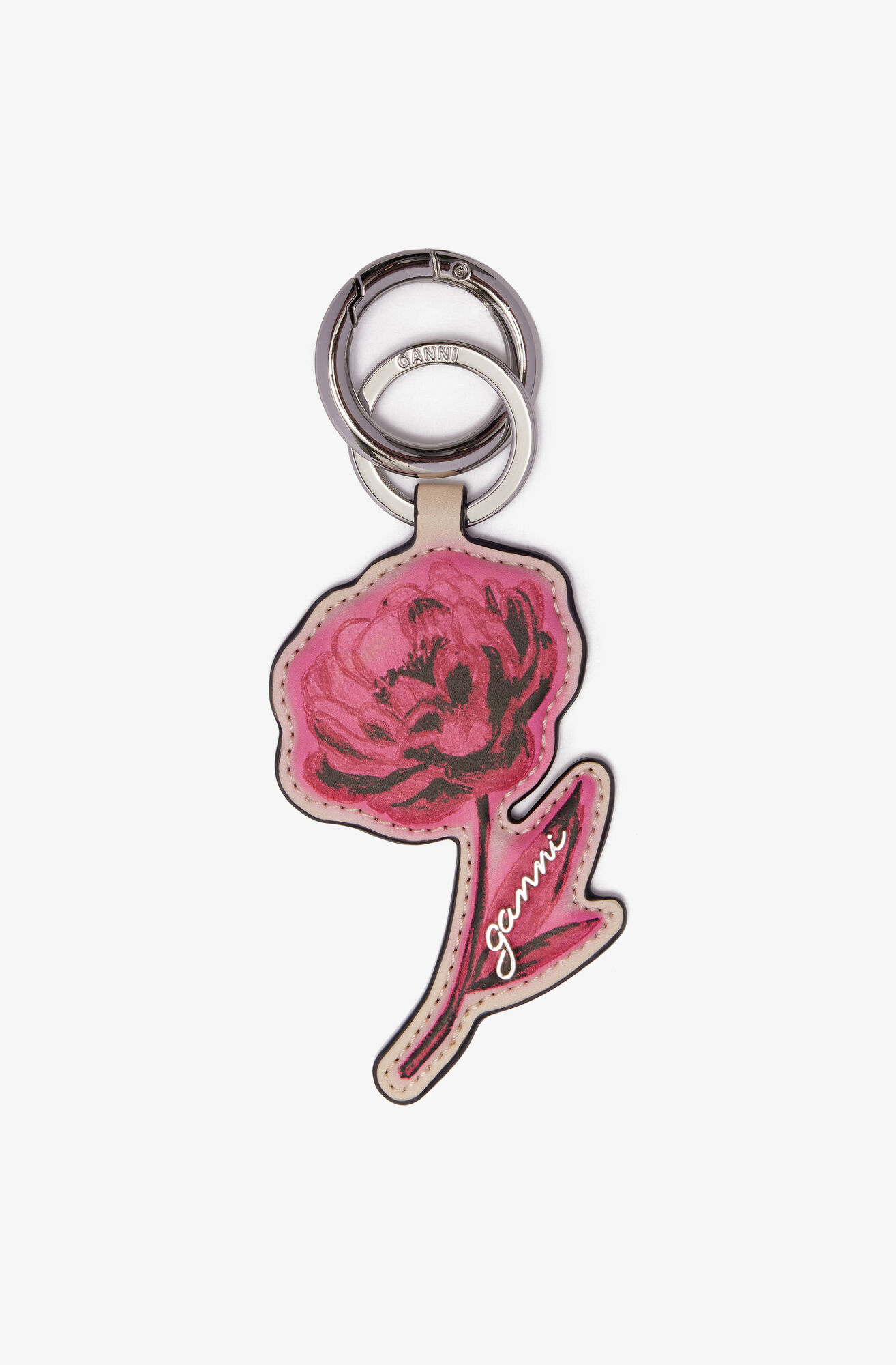 Rose Keyring, Polyester, in colour Egret - 1 - GANNI