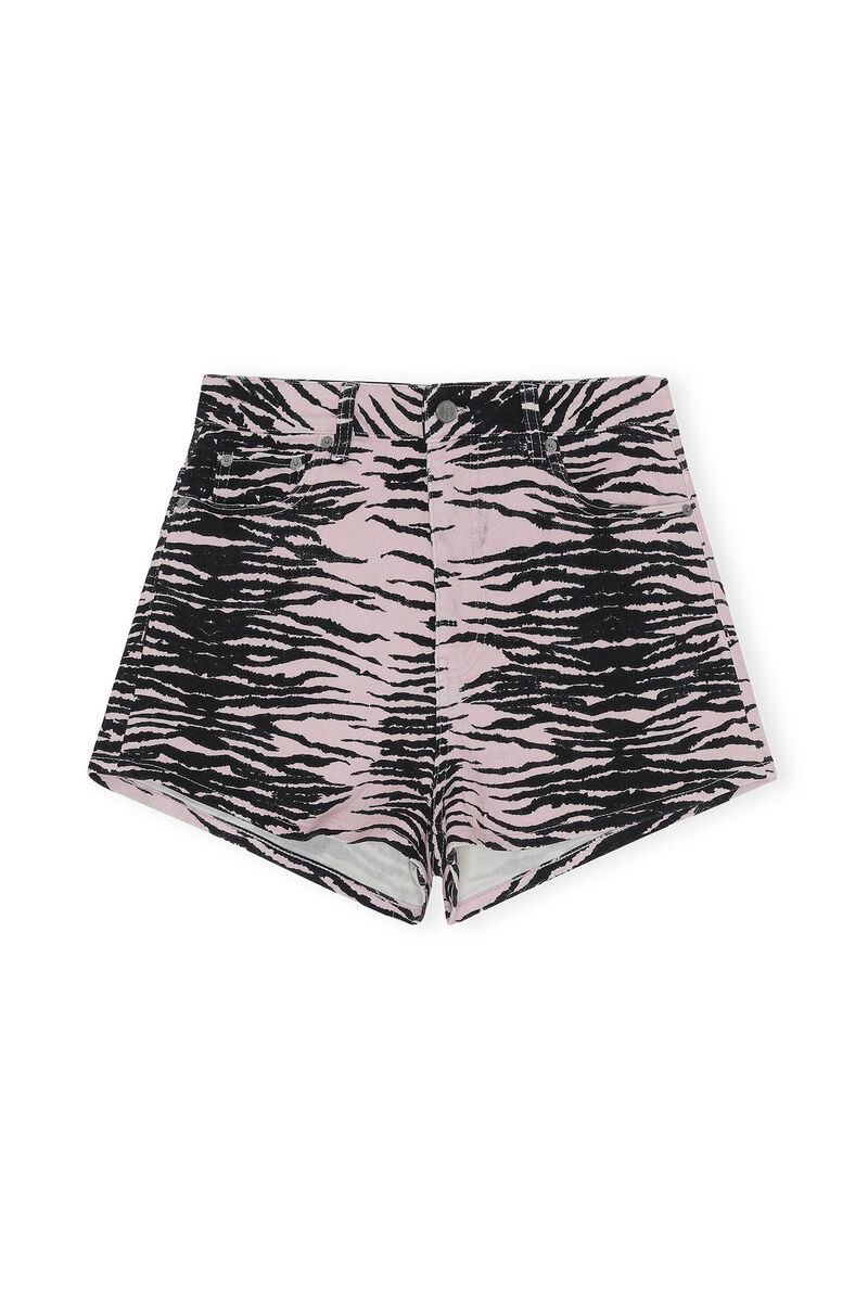 Denim Hotpant Shorts, Cotton, in colour Tiger Stripe Light Lilac - 1 - GANNI