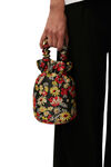Ruched Top Handle Bag, Polyamide, in colour Meadow Black - 4 - GANNI