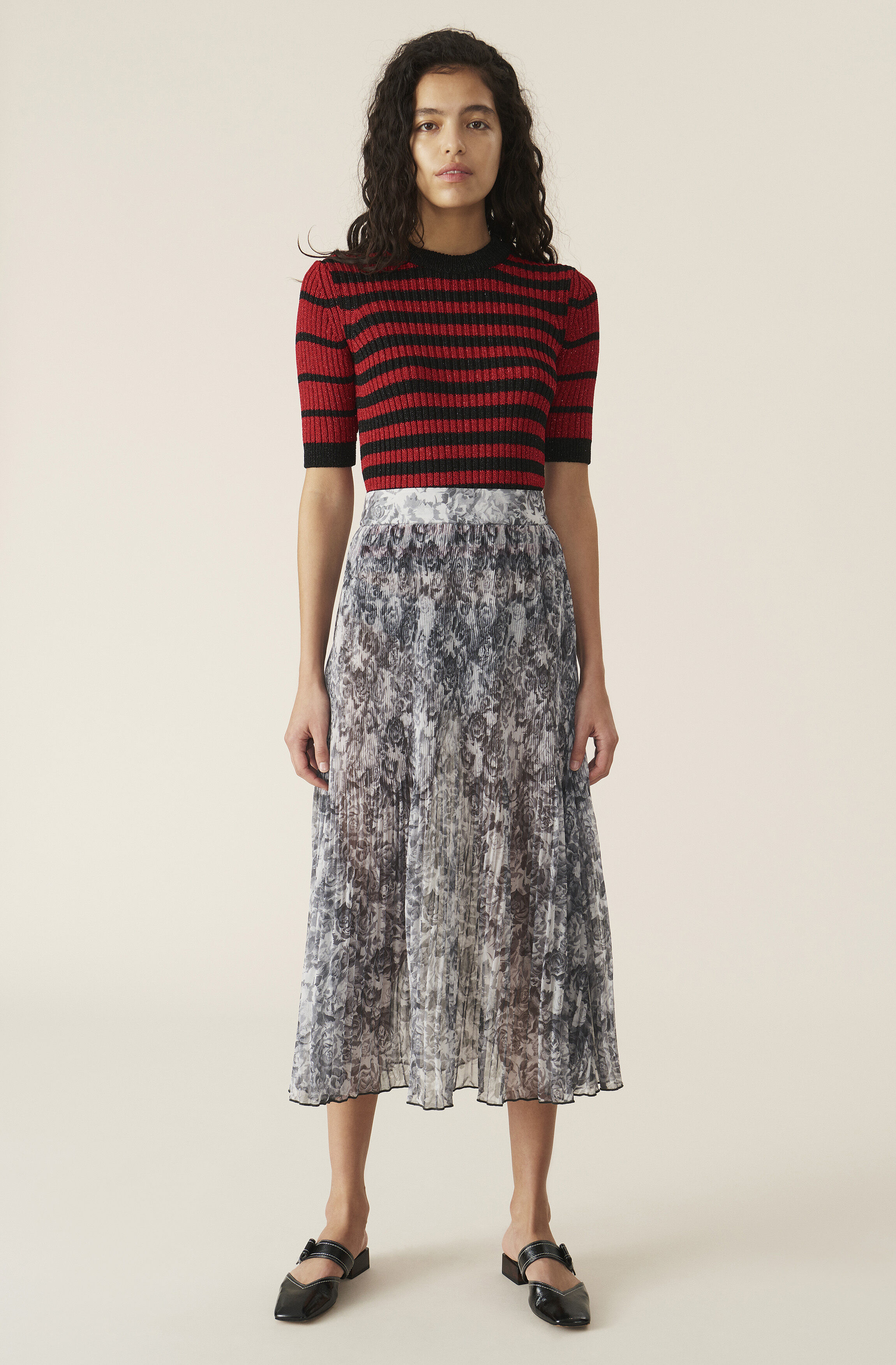 Ganni pleated georgette skirt clearance