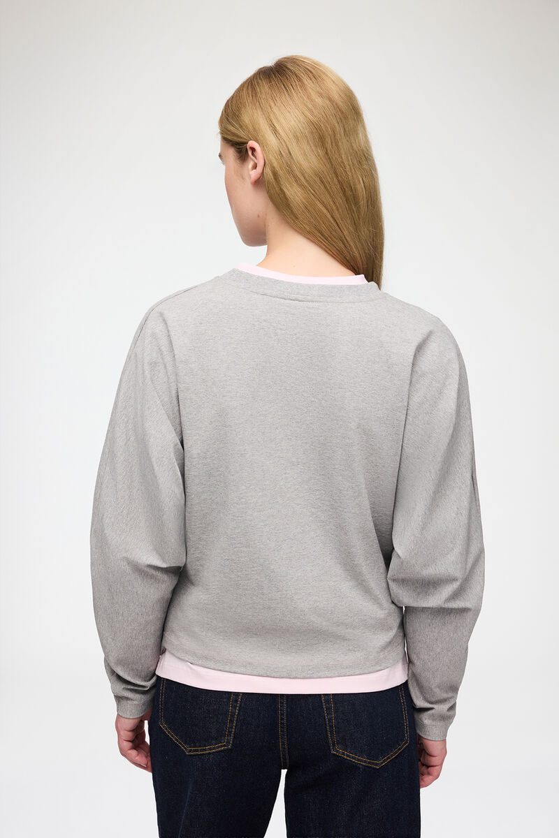 Blouse en jersey drap&eacute;, Organic Cotton, in colour Paloma - 3 - GANNI