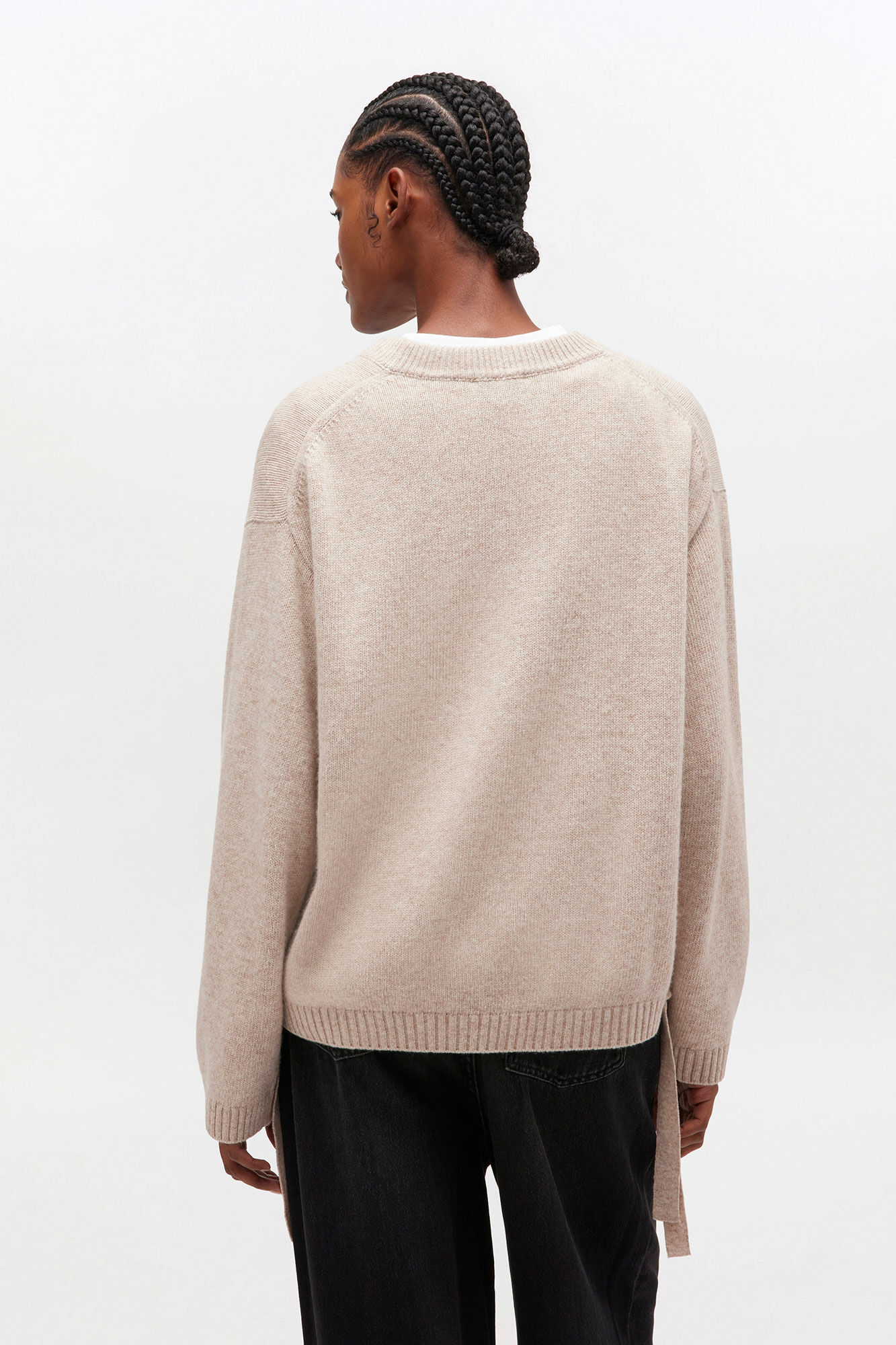 Beige Wool Mix Jumper, Viscose, in colour Sand - 3 - GANNI