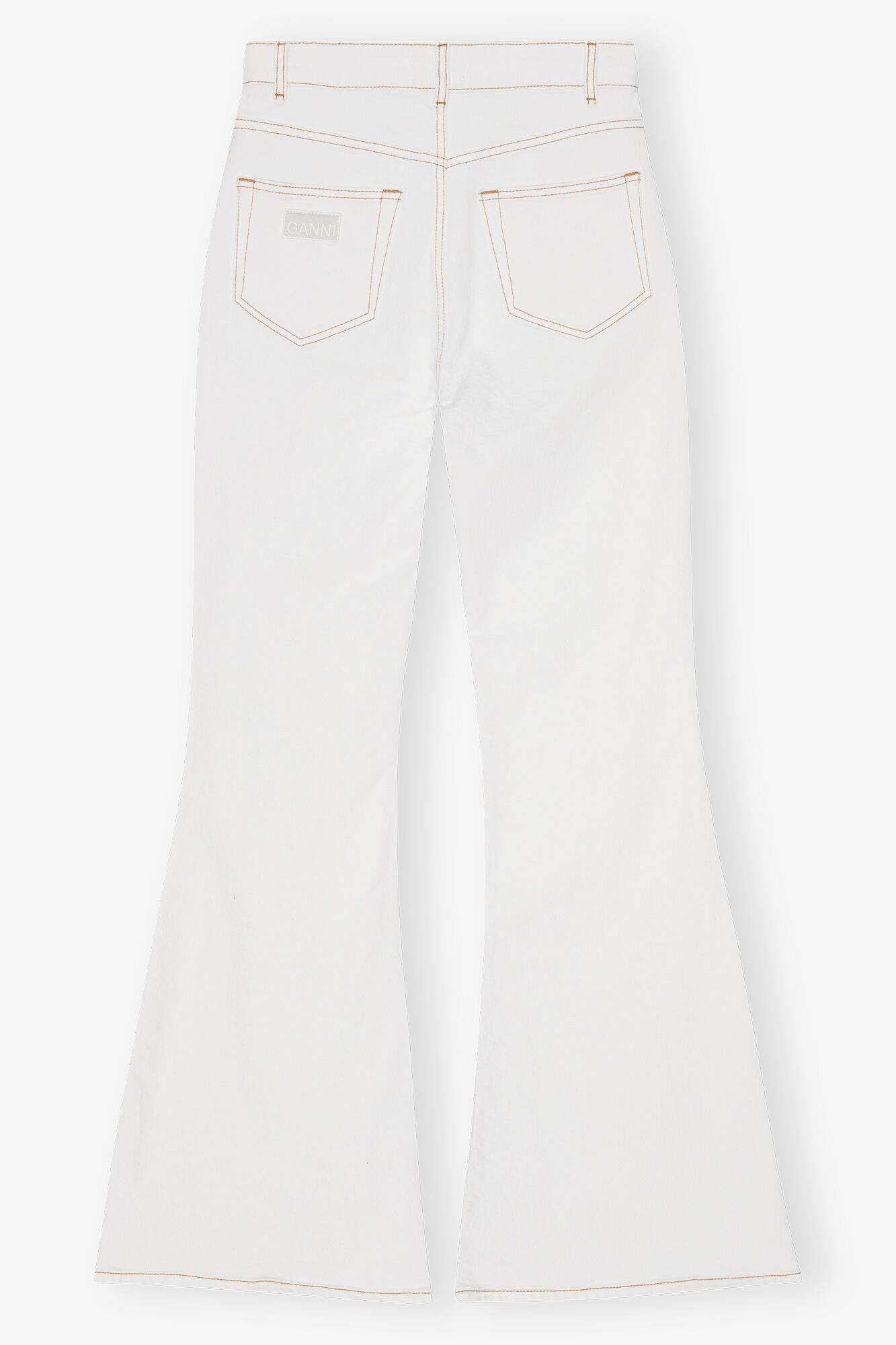 Jean flare taille haute blanc, Cotton, in colour Bright White - 2 - GANNI