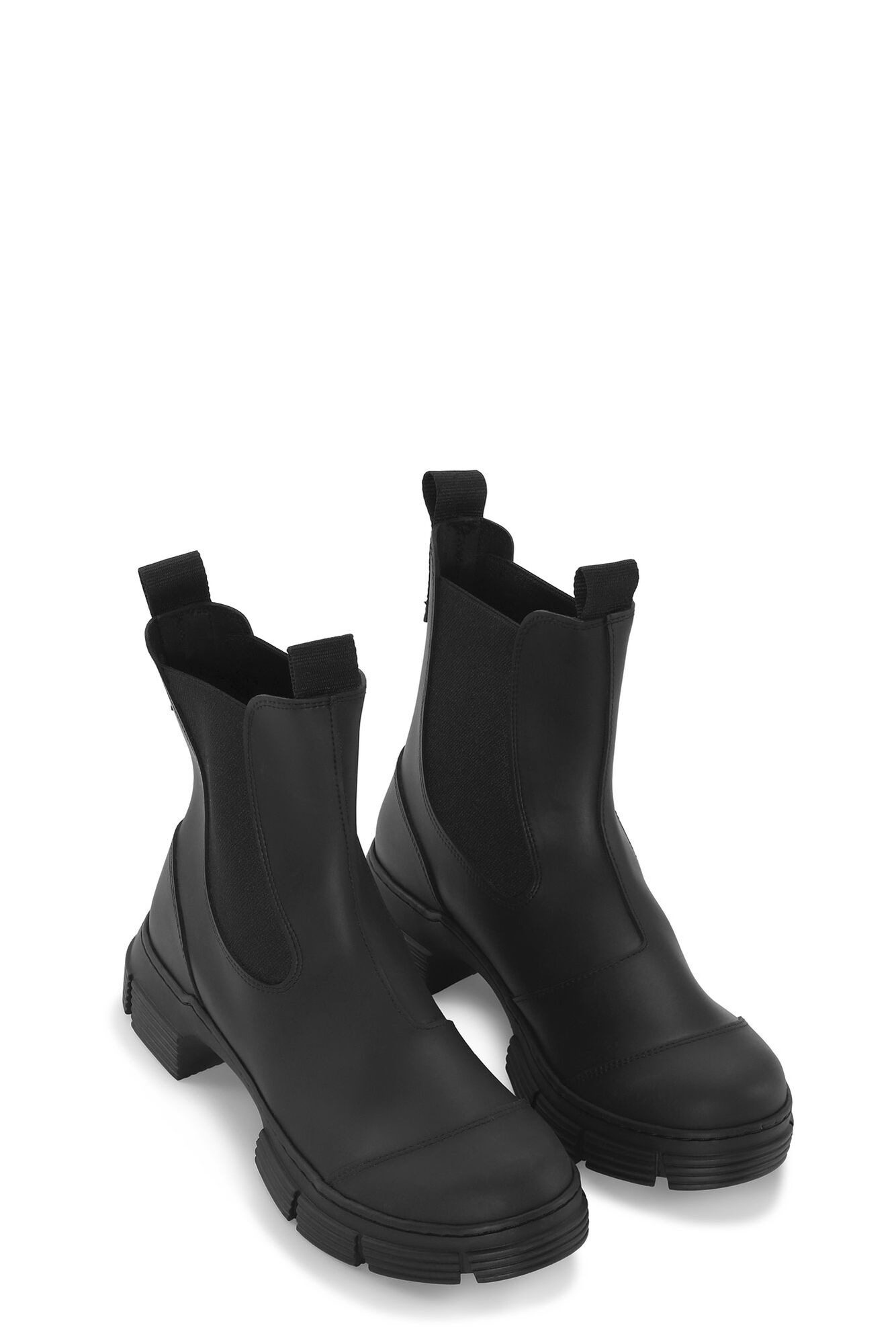 Black Rubber City Boots, Recycled rubber, in colour Black - 2 - GANNI