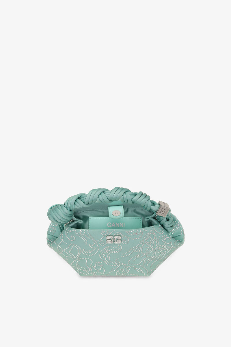 Green Rhinestone Mini GANNI Bou Bag, Recycled Polyester, in colour Brook Green - 4 - GANNI