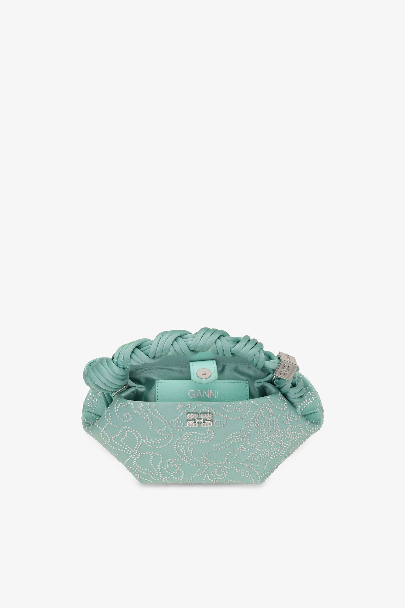 Green Rhinestone Mini GANNI Bou Bag, Recycled Polyester, in colour Brook Green - 4 - GANNI