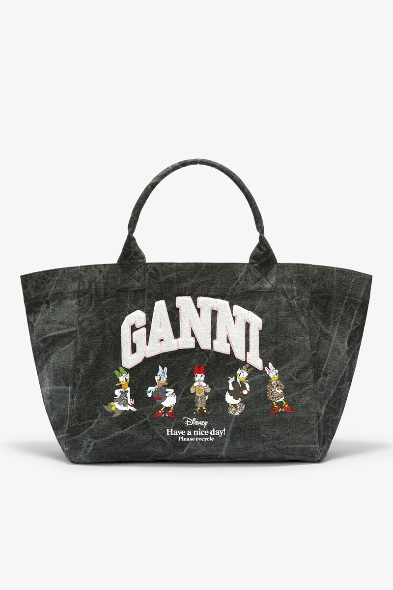 Daisy Duck Bleached XXL Tote, Recycled Cotton, in colour Black Oyster - 1 - GANNI