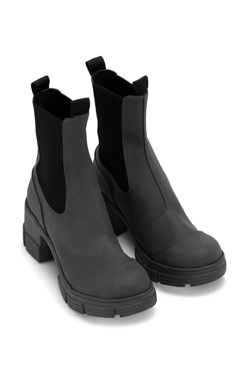 Rubber Heeled City Boots, Recycled rubber, in colour Black - 3 - GANNI