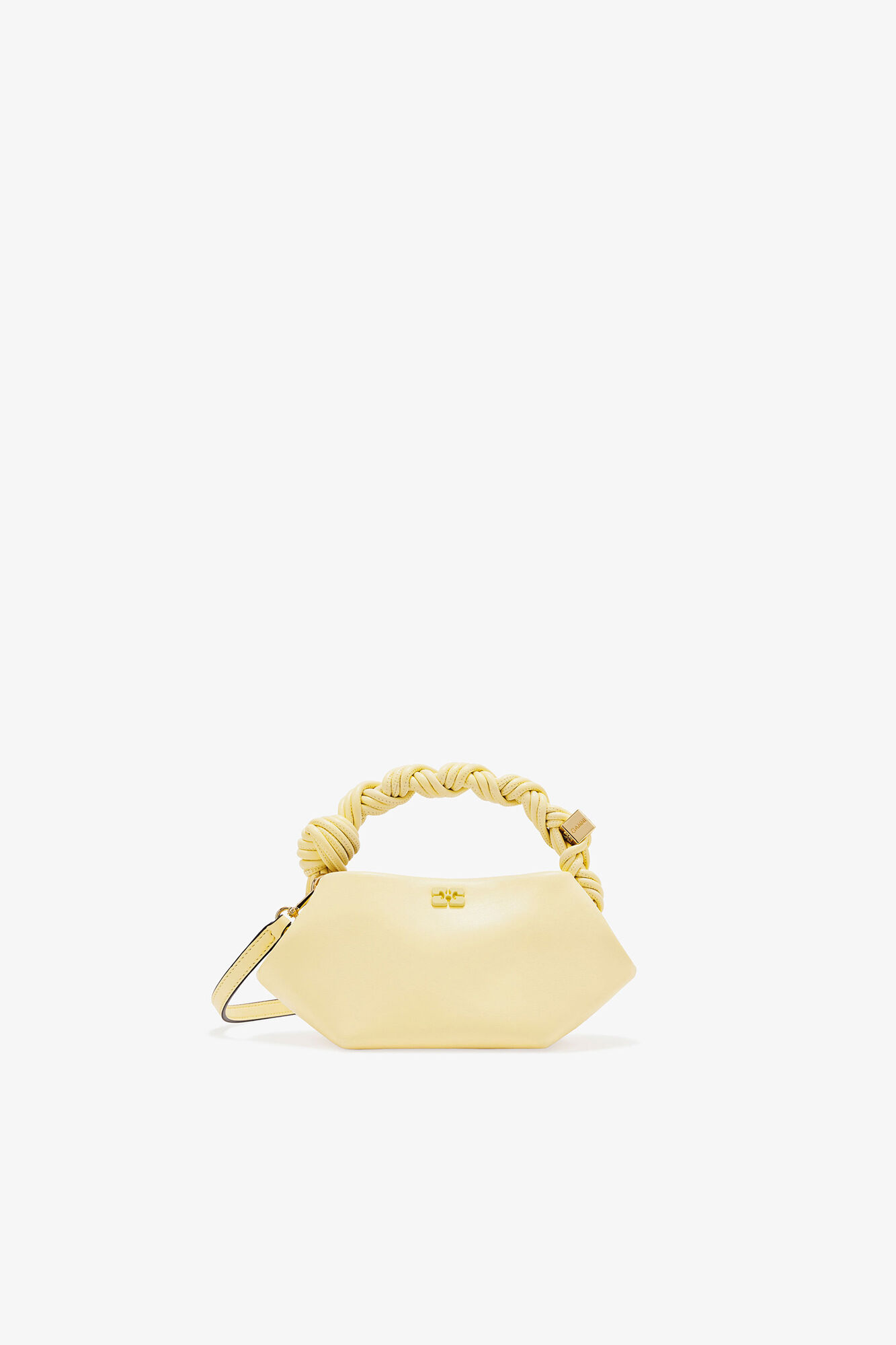 Mini Bou taske i gul, Recycled Leather, in colour Yellow Cream - 1 - GANNI