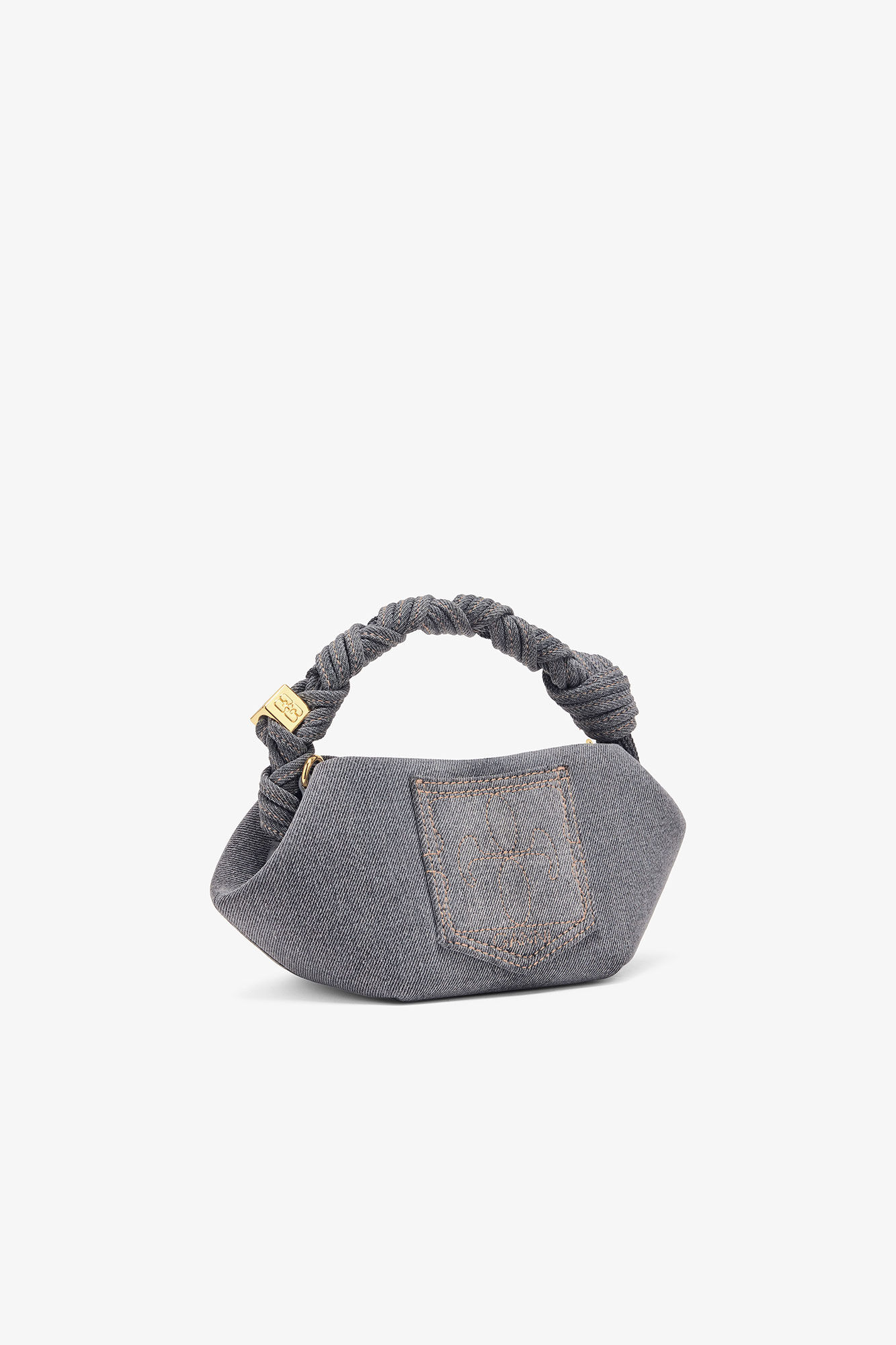 Washed Grey Mini Bou Bag, Recycled Cotton, in colour Lava Smoke - 2 - GANNI