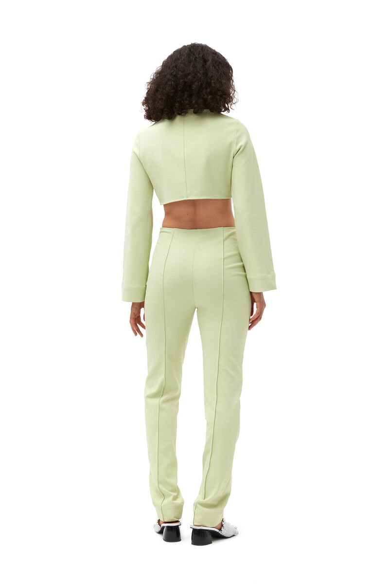 Stretch Suiting Tight Pants, Elastane, in colour Lily Green - 2 - GANNI