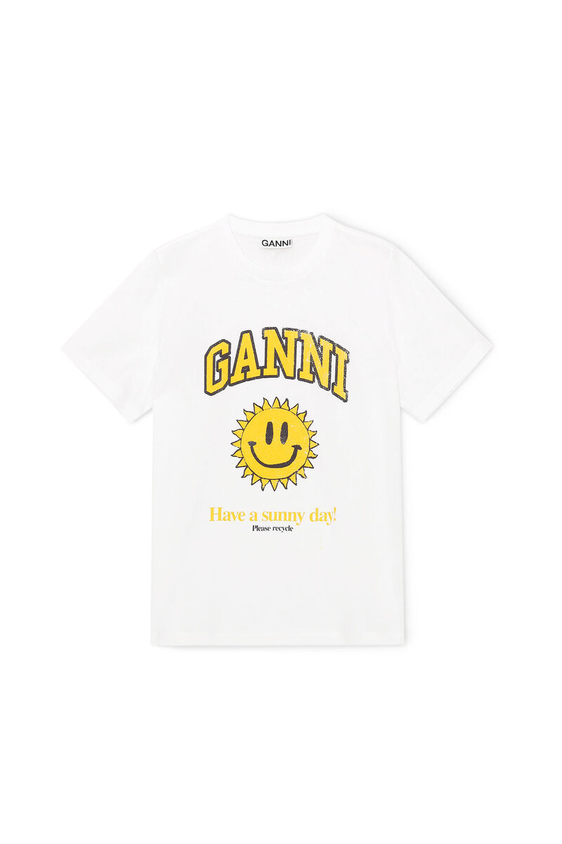 Staring At The Sun grafisk T-shirt, in colour Bright White - 1 - GANNI