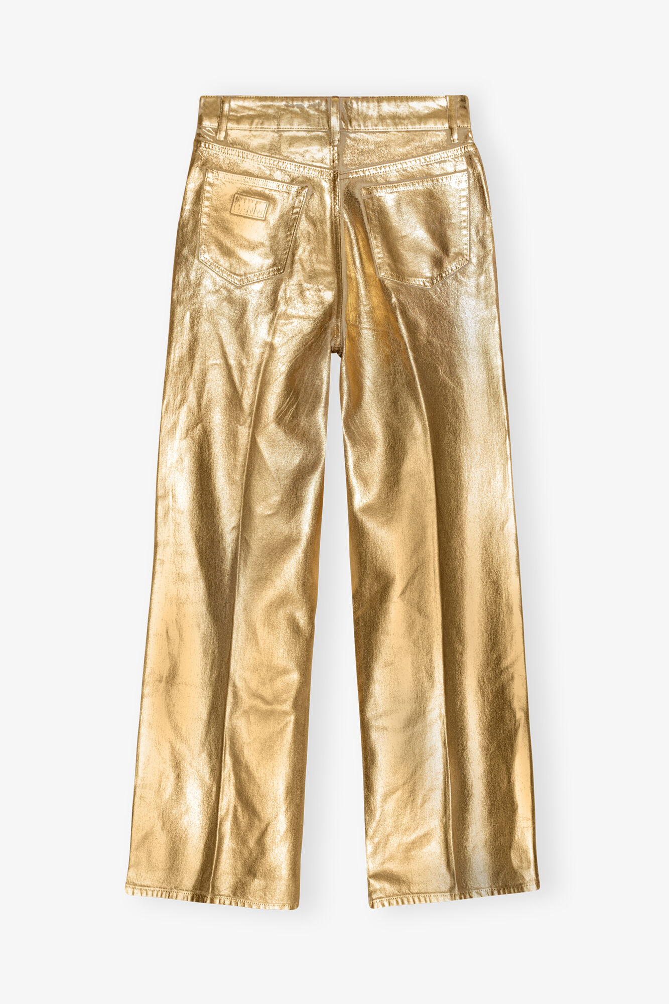 Gold Foil Wide Jeans, Organic Cotton, in colour Egret - 2 - GANNI