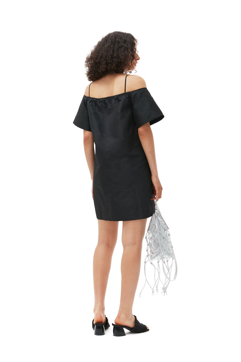 Taffeta Mini Dress, Recycled Polyester, in colour Black - 6 - GANNI
