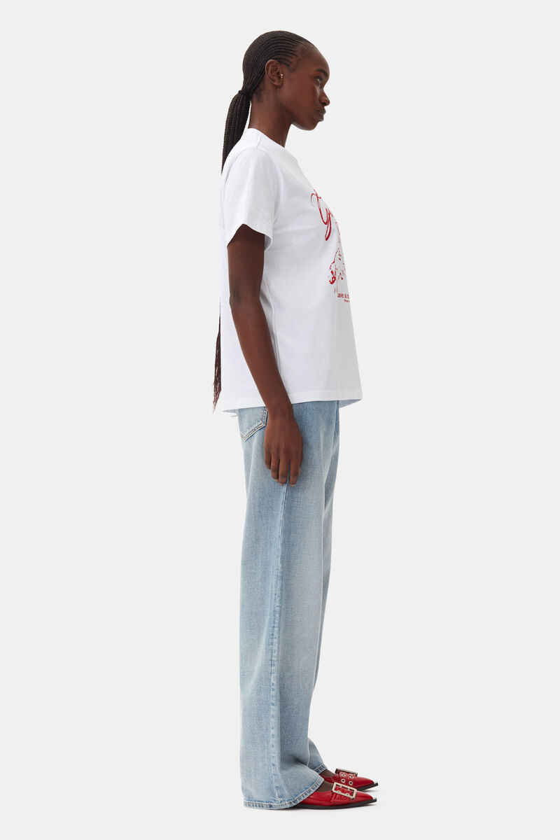Relaxed Bunny T-shirt, Cotton, in colour Bright White - 3 - GANNI