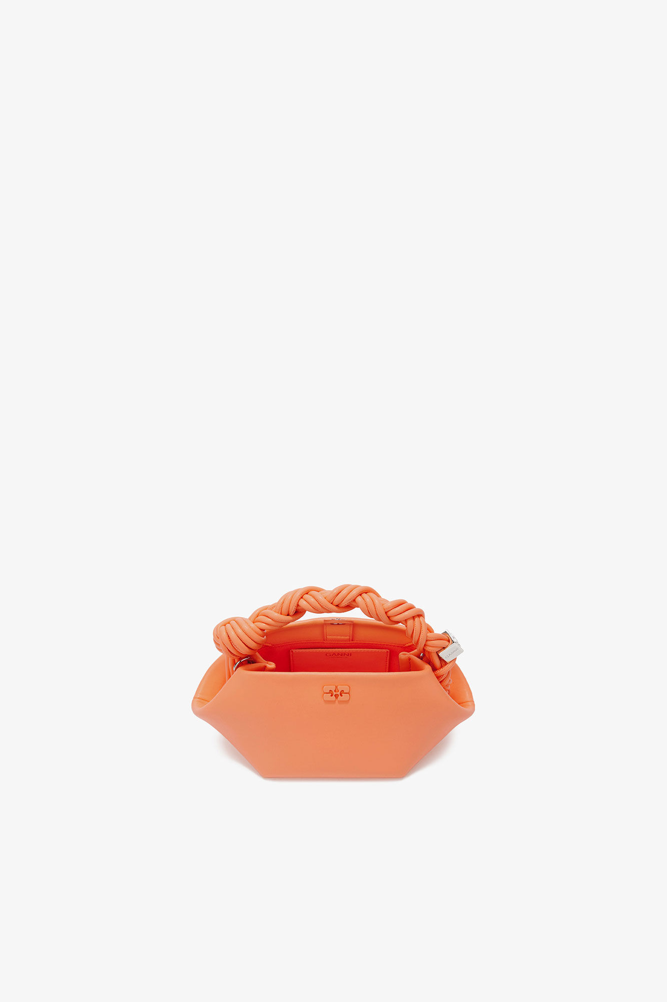 Mini Bou Bag in Orange, Recycled Leather, in colour Cantaloupe - 3 - GANNI